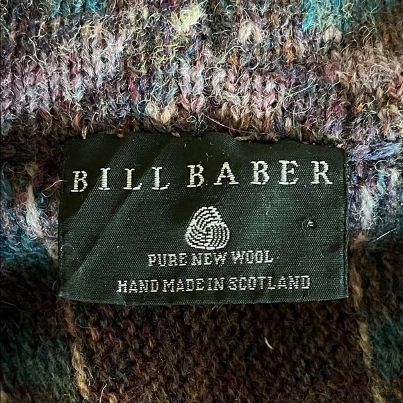 Bill Baber Wool Cardigan Hand Made in Scotland Purple Teal - Picture 8 of 10